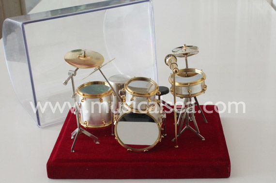 Miniature musical instrument 5pcs silver drums per set